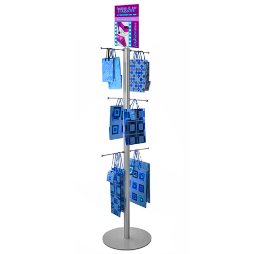 Carrier bag stand with poster holder